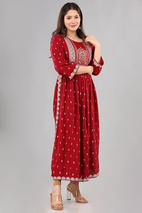 Saabhi Women Printed Rayon Ethnic Kurta