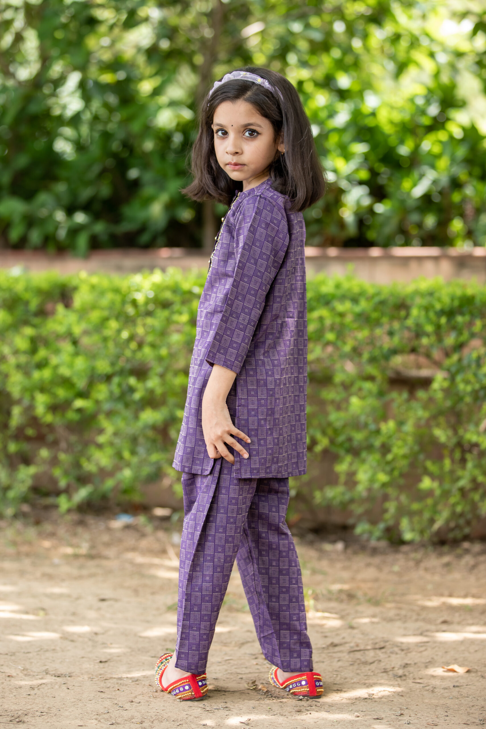 INDVANU Girl Kids Wear’s Casual Cotton Handloom weave kurti with tulip pant