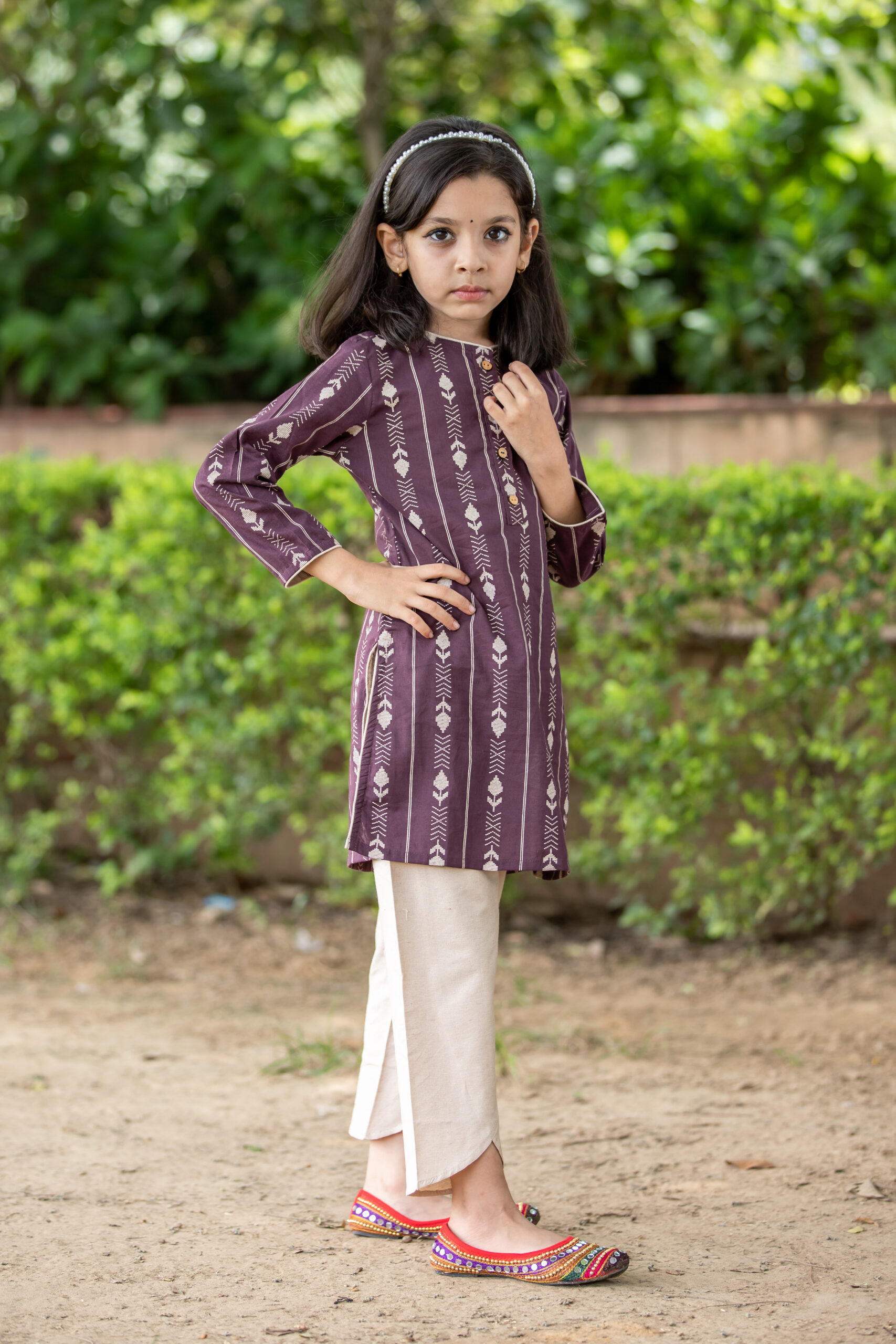 INDVANU Girl Kids Wear’s Casual Cotton printed kurti with tulip pant