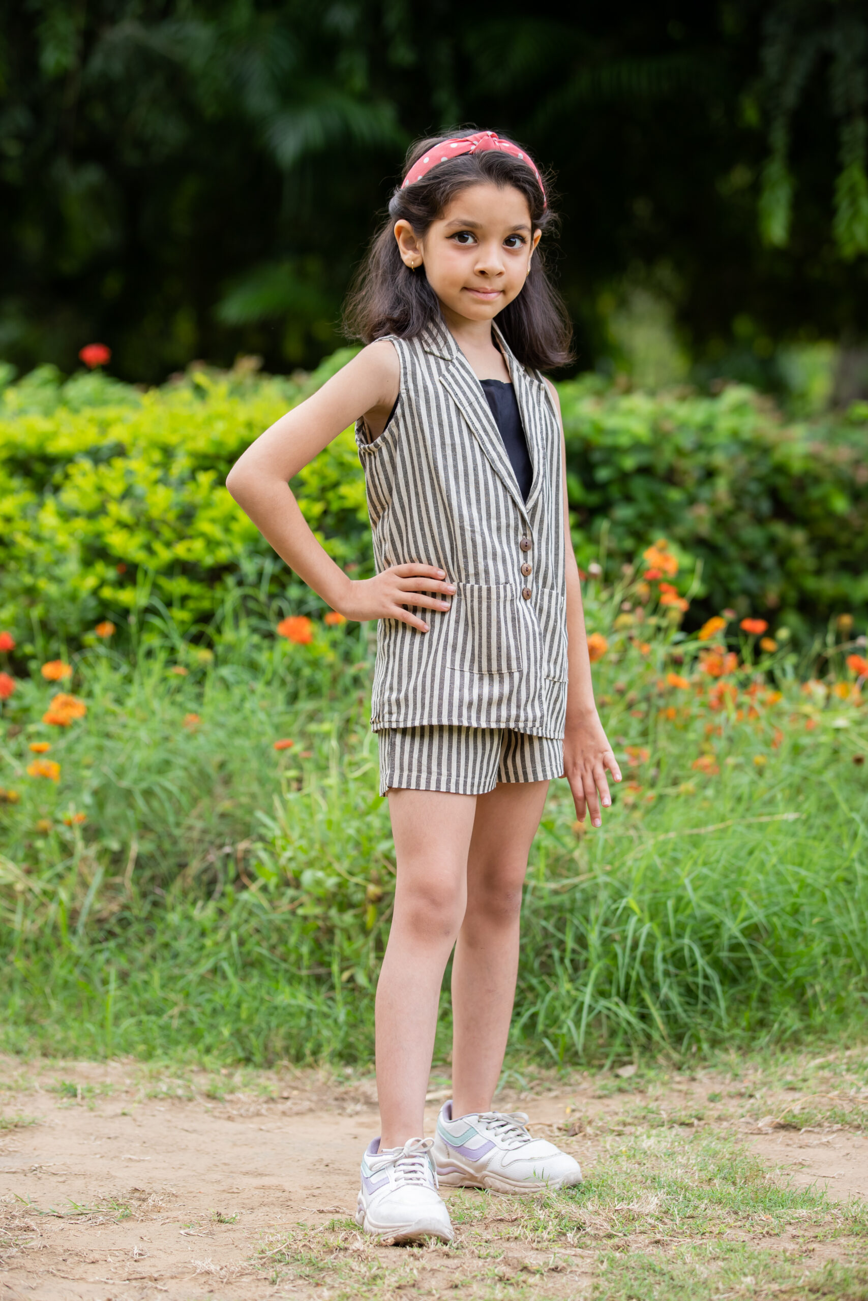 INDVANU Girl Kids Wear’s Casual Cotton Regular Fit Striped Suit